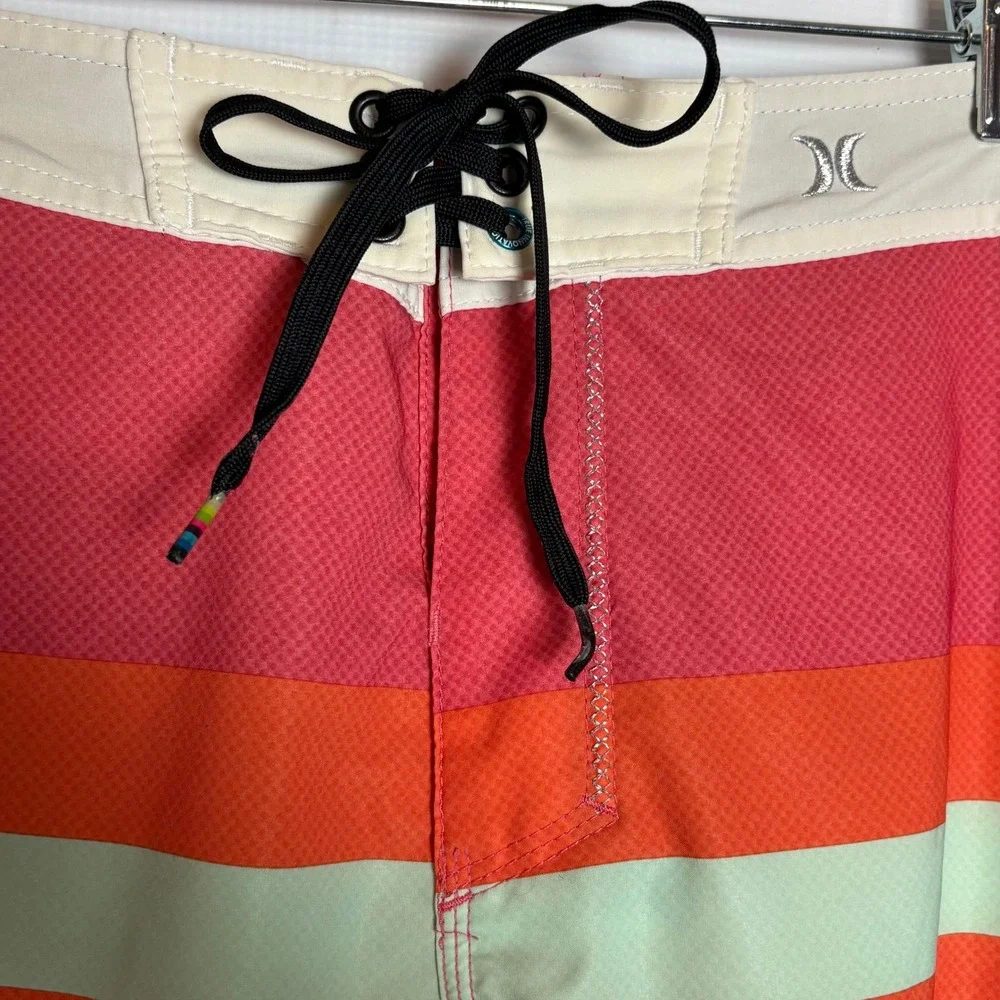 Hurley Phantom Board‎ Shorts Mens 34 Orange Pink Mint Green Striped Surf Swim